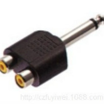 6.35mm单声道公转2RCA母 6.35单声道转RCA音频转接头