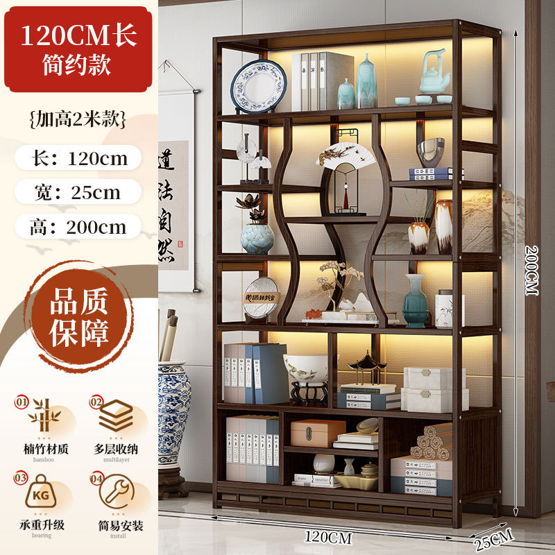 博古架实木中式茶叶展示柜茶架子置物架茶室茶柜茶具摆件收纳柜子|undefined