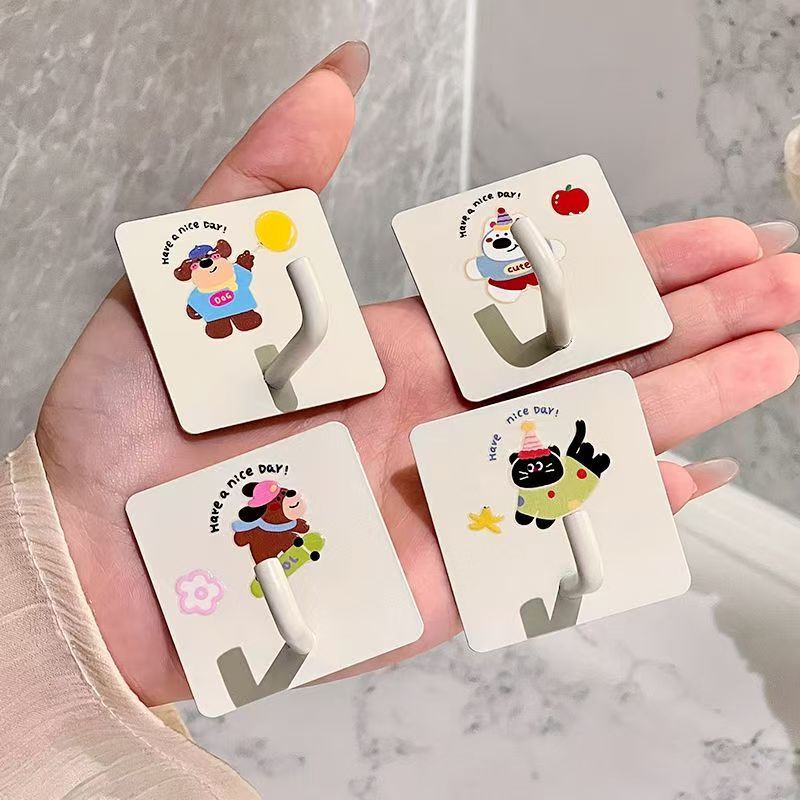 Cute Sticky Hook Bathroom Towel Rack Storage Rack Punch-Free Wall Hanging Toilet Bathroom Dormitory Bath Towel Towel Hook