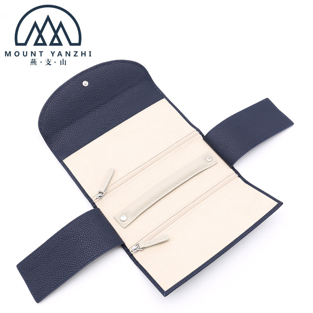 European and American New Portable Jewelry Bag, Watch Jewelry Cosmetics Bag, Genuine Leather Multifunctional Travel Wallet, Customizable Logo