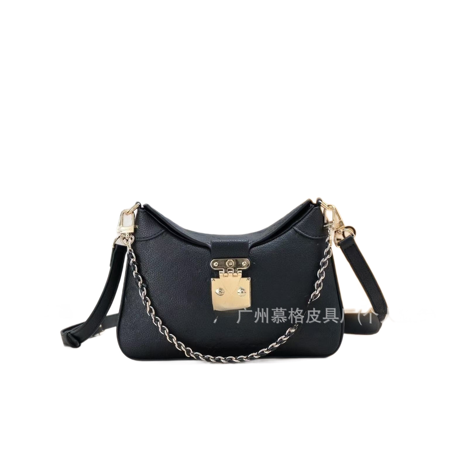 TWINNY Monogram Croissant Half-Moon Underarm Bag for Women, Genuine Leather Chain Lock Shoulder Crossbody Bag - Thumbnail 5