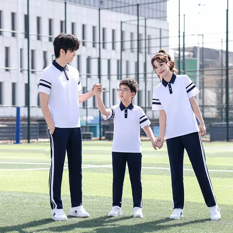 定制中学生校服套装夏季短袖长裤套装高初中生班服学院小学生校服