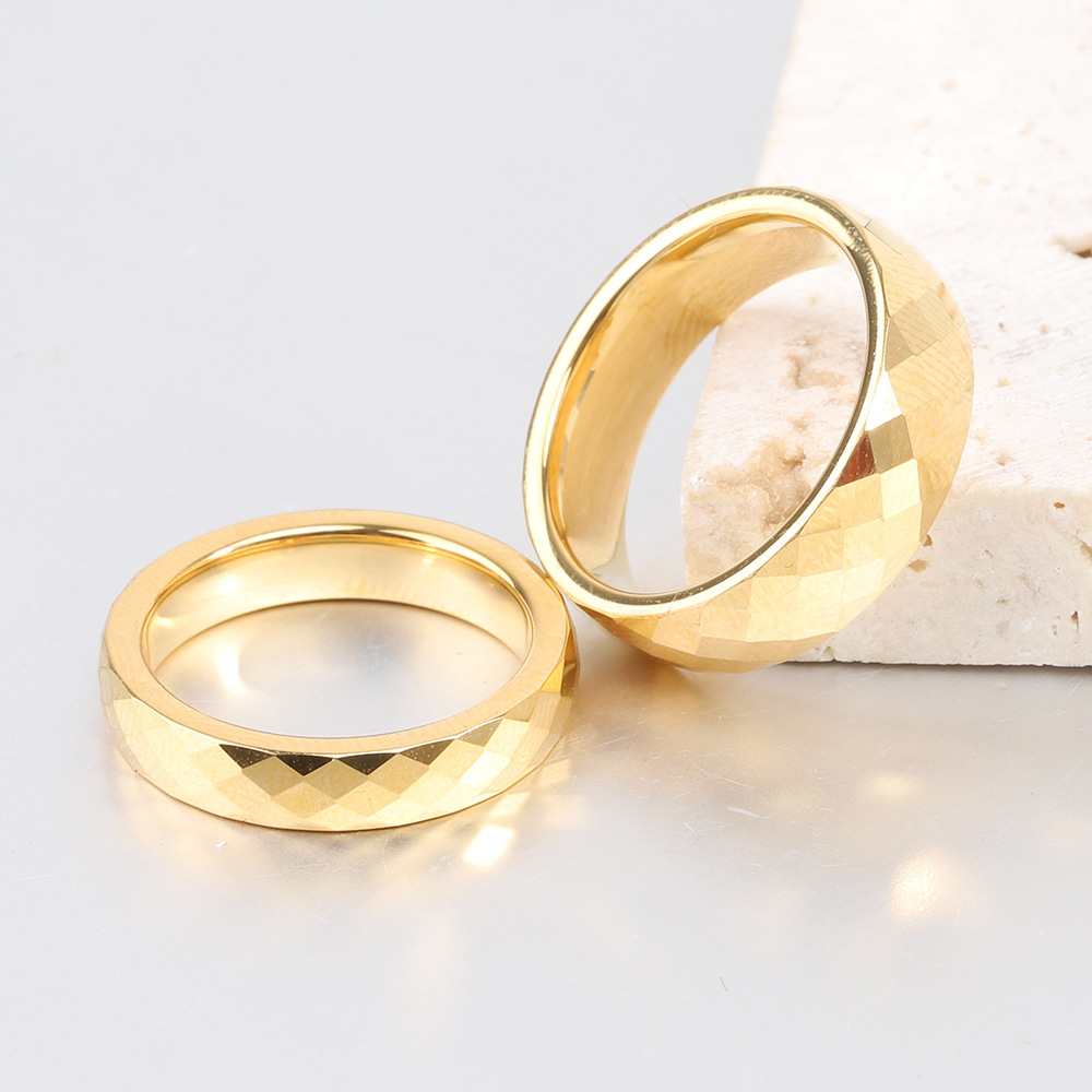 Instagram nouvelle bague en acier avec réglage en bobine de diamant polygonal coupé de 4 mm et 6 mm pour femme_voghion.com
