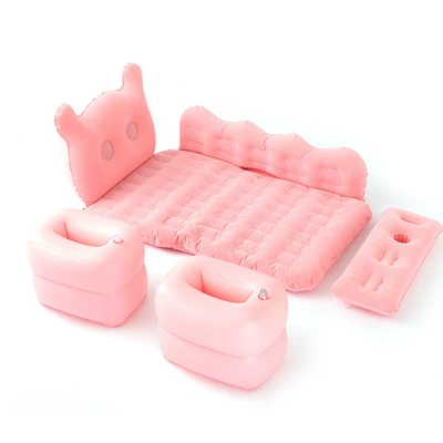 Vehicle-mounted inflatable bed inflatable bed PVC flocking - 828-cartoon-pink