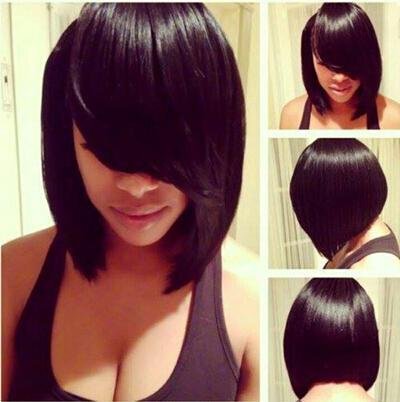 Foreign Trade New Product Short Straight Hair Female Student Hair Bobo Fluffy Synthetic Wig Oblique Bangs Black Full Headgear Ready for Sale Foreign Trade New Product Short Straight Hair Female Student Hair Bobo Fluffy Synthetic Wig Oblique Bangs Black Full Headgear Ready for Sale