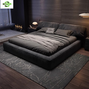 Fashionable Yunran Purple Elephant Ear Fabric Bed Cream Style Master Bedroom Simple Modern Double Bed Nordic Ins Style Internet Celebrity