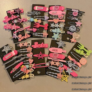 Metal hairgrip, set, bangs, brand hairpins, hair accessory, 2 carat, high-quality style