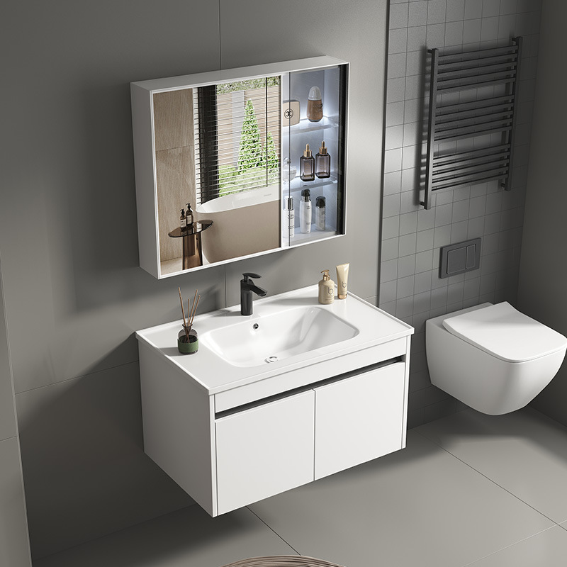 Panal gabinete de baño de aluminio de cerámica cuenca integrada espacio de baño de aluminio lavabo gabinete lavabo combinación