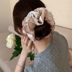 莫奈花园~韩系蕾丝碎花四层大肠发圈女高级感发饰头绳丸子头头花