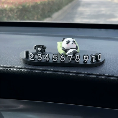 Car Temporary Parking New Mobile Phone Number Plate Car Cute Cartoon Panda Creative Mobile Parking Ornaments (Nömrəli dayanma kartı) - sleeping-panda-vertical-stop-plate