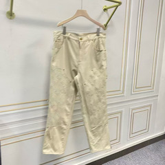 新しいロバの家のファッションのジーパンの男性のゆったりしている直筒の高い街の工装の重いポンドの水洗いの2025の新型の印の花の秋