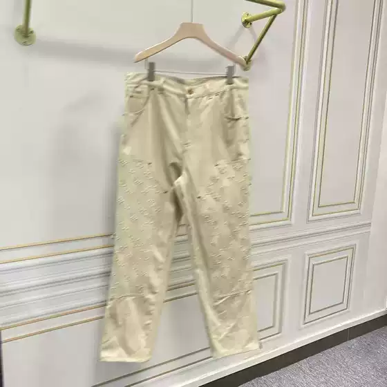 New Donkey Home Trendy Brand Jeans Men's Loose Straight High Street Tooling Heavy Washing 2025 New Embossed Flower Autumn