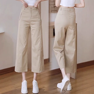 八分天丝直筒裤女2026夏季新款高腰薄款冰丝休闲九分窄版阔腿裤子