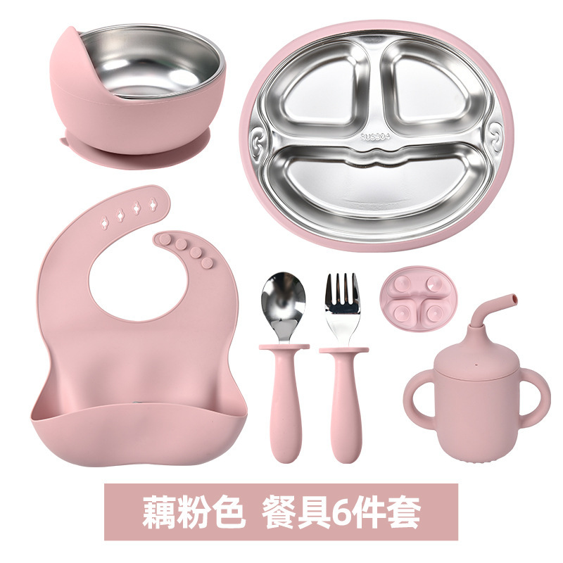 Cross-Border Children's Feeding Utensils, Big Mouth Monkey Stainless Steel Divided Plate, Bowl, Fork, Spoon, Bib, Straw Cup, Mother and Baby Products Cross-Border Children's Feeding Utensils, Big Mouth Monkey Stainless Steel Divided Plate, Bowl, Fork, Spoon, Bib, Straw Cup, Mother and Baby Products