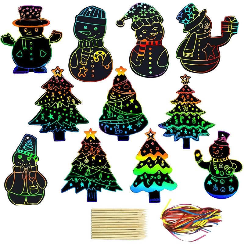 Фабрика прямая продажа снеговика елка скретч бумага DIY закладки креативные украшения для детей Хэллоуин скребок оптом