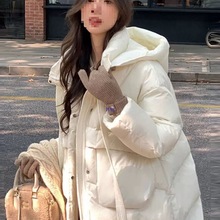 韩版羽绒服2025新款冬季中长款鸭绒加厚宽松外套淡人穿搭