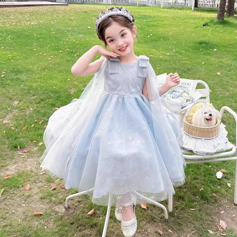 Korean-Style Girls' Elsa Stylish Dress Summer 2026 New Mesh Elsa Performance Princess Dress Children's Clothing