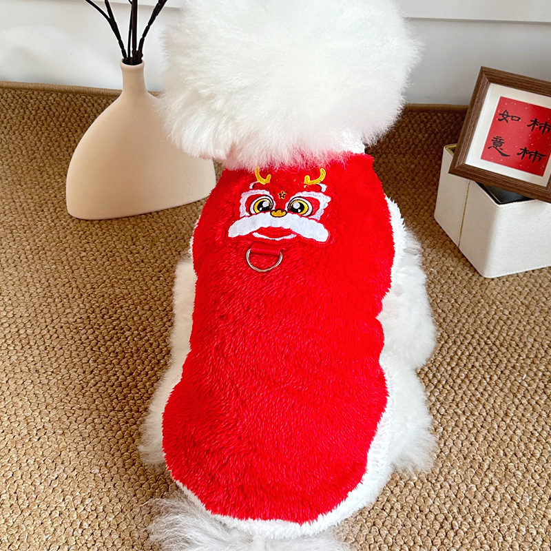 애완견 새해 옷 가을 겨울 옷 포메라니안 탄성 애완 동물 새해 수제 편안한 견인 두꺼운 시리즈