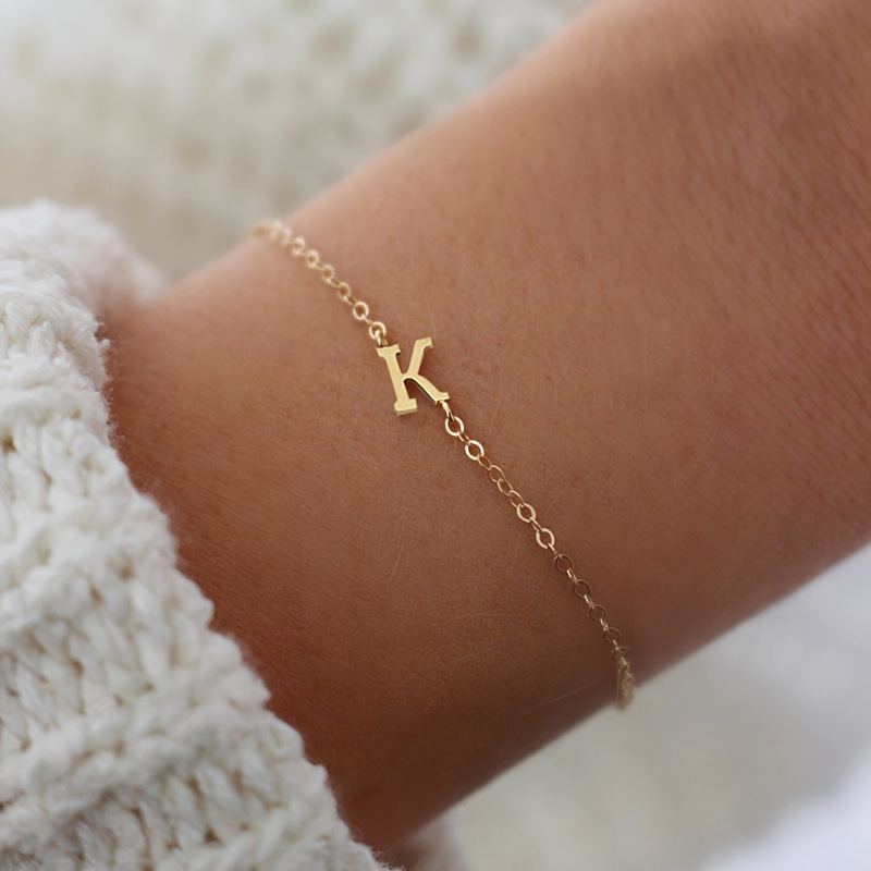 New simple stainless steel furnace real gold letter bracelet letter bracelet cross-border hot sale factory direct sales New simple stainless steel furnace real gold letter bracelet letter bracelet cross-border hot sale factory direct sales