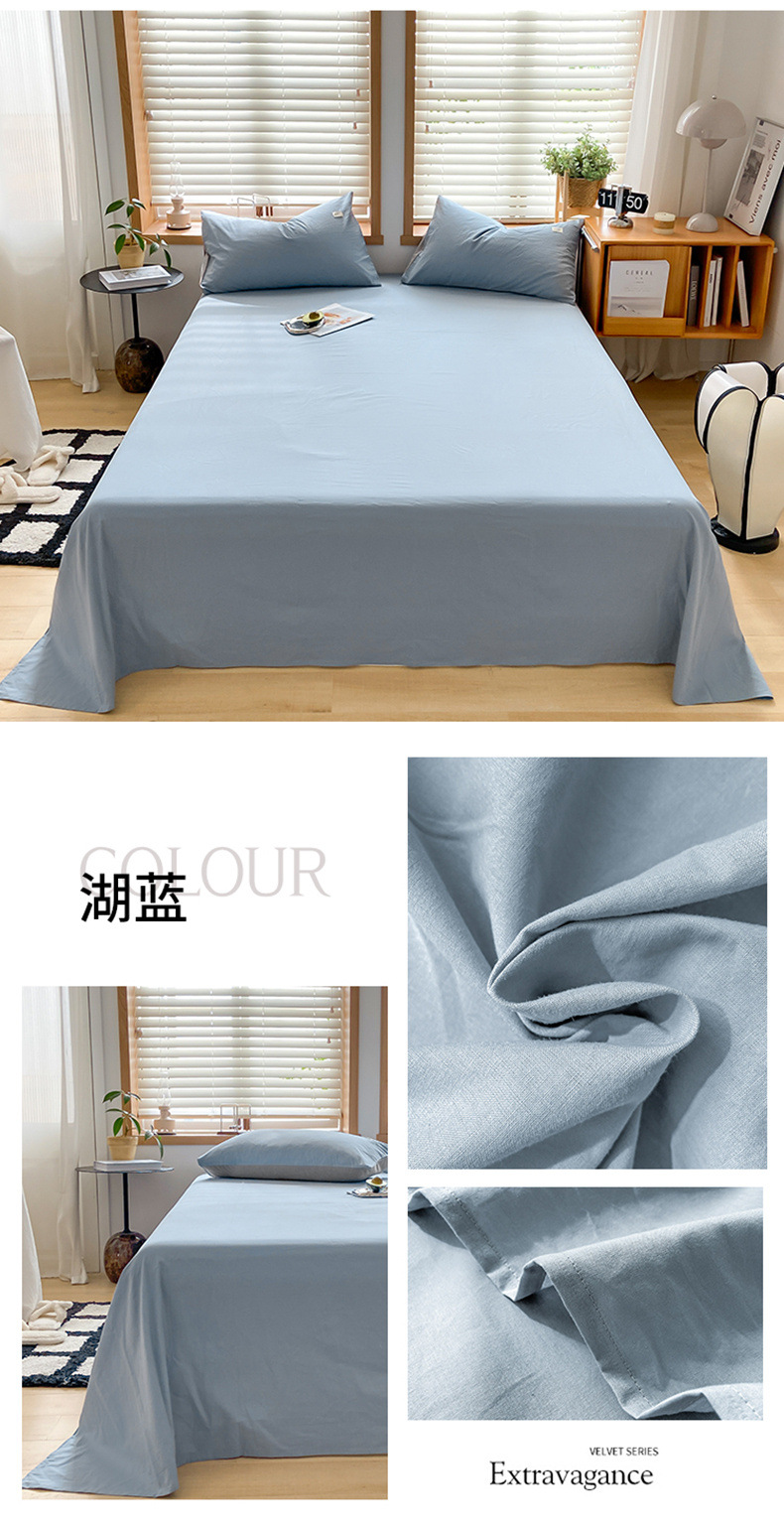 Sábana de algodón lavado de algodón grueso pieza individual 100 algodón dormitorio de estudiantes cama individual funda de almohada de tres piezas 2