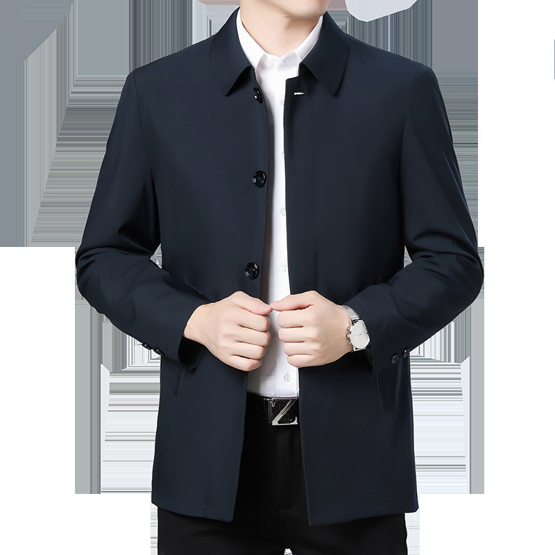 2025 秋メンズパーカーウインドブレーカーファッションカジュアルビジネスジャケットルーズシンプルなラペルコートクロスボーダー卸売