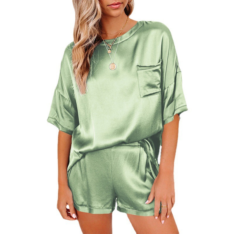 2 Piece Set Quantity Casual, Street Occasion Round Neck Neckline Regular Fit Fit Type Casual Street Women'S Casual Solid Color Polyester Silk Chiffon Patchwork Shorts Co-ord Set Shorts Sets