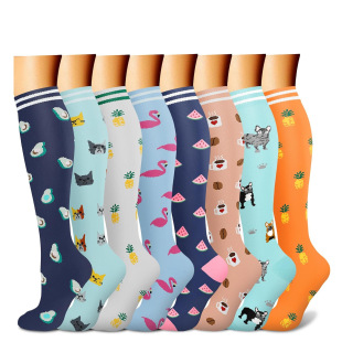 Cross-Border Sports Compression Socks 8 Pairs Set of Socks for Men and Women High Socks Yoga Socks Compression Socks Breathable