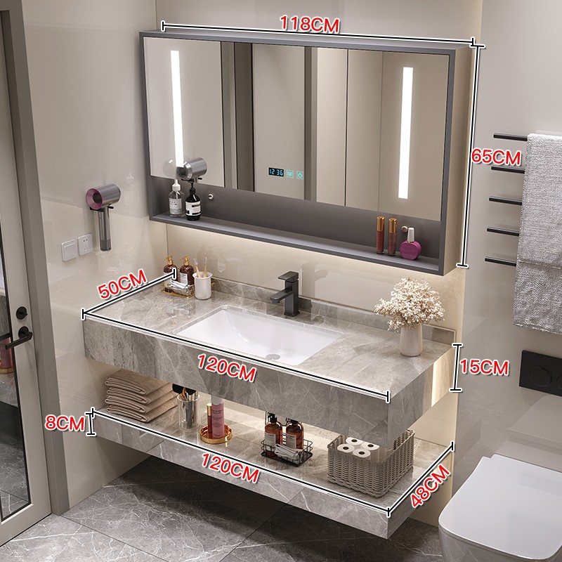 Gabinete de baño moderno y simple combinación de encimera de cerámica de pizarra brillante hotel de alojamiento residencial inodoro lavabo lavabo