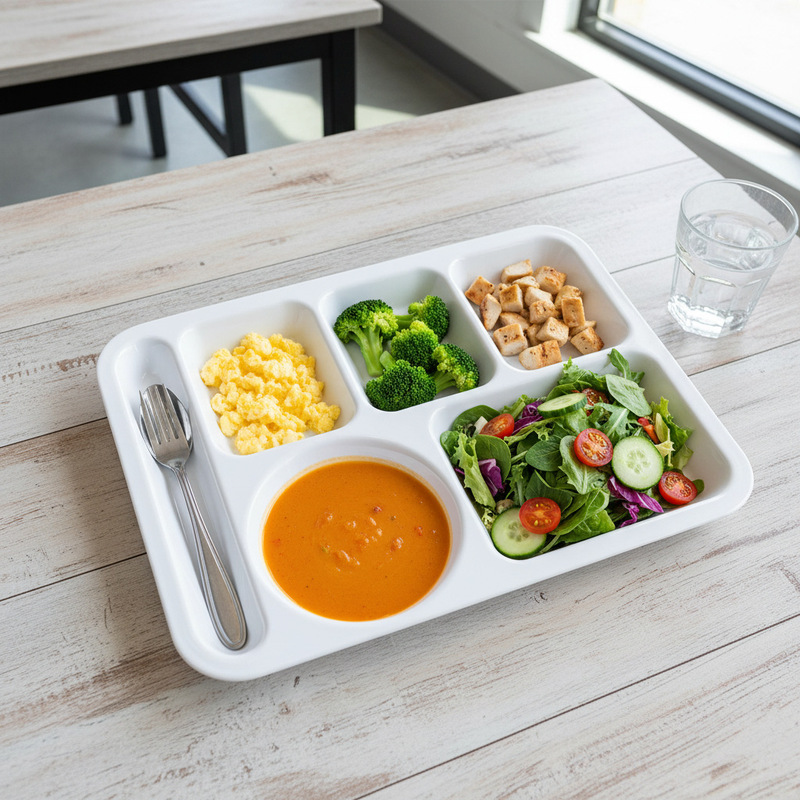 Melamine Dinner Plate Student Cafeteria Divided Plate Imitation Porcelain Tableware Plastic Plate Rectangular Six-Compartment Fast Food Plate Set Melamine Dinner Plate Student Cafeteria Divided Plate Imitation Porcelain Tableware Plastic Plate Rectangular Six-Compartment Fast Food Plate Set