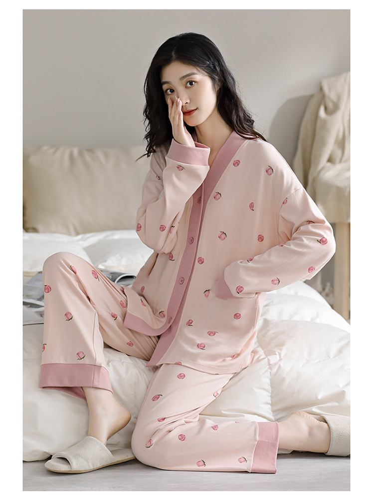 Pigiama blu ghiaccio per donna in primavera e autunno, pigiama in seta ghiaccio con pantaloni a maniche lunghe, nuovo set per la casa in seta_voghion.com