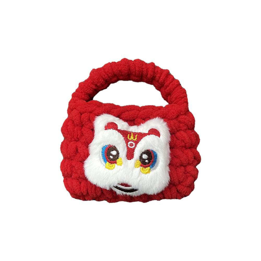 Año Nuevo despierta león peluche trenzado bolso de cambio de alto valor facial bolso de almacenamiento de cable de auriculares bolso pequeño regalo de primavera para niños