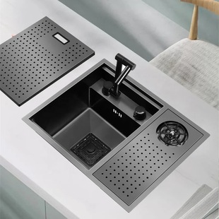 Hidden Cup Washer Sink Nano 304 Stainless Steel Sink Kitchen Handmade Basin Small Single Sink Wash Basin