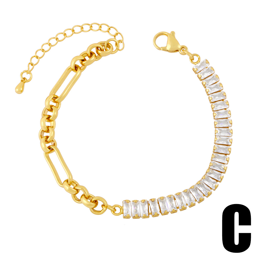 fashion bracelet creative asymmetric zircon stitching geometric bracelet