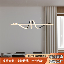 led灯创意餐厅灯轻奢高级感吊灯吧台展厅长条灯现代简约中山批发