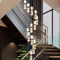 複合回転階段シャンデリア 2023 新しい自作住宅ヴィラ階段シャンデリアロフトアパートクリスタルランプ