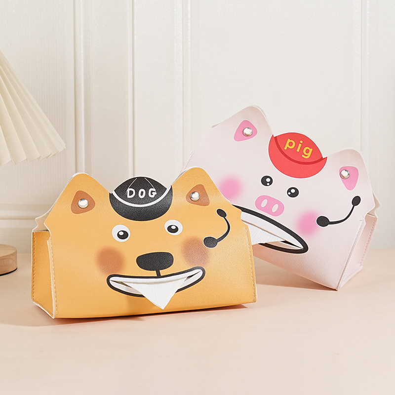 Original divertido de dibujos animados lindo caja de pañuelos caja de dibujo de cuero dormitorio doméstico multifuncional exquisita caja de almacenamiento de personalidad