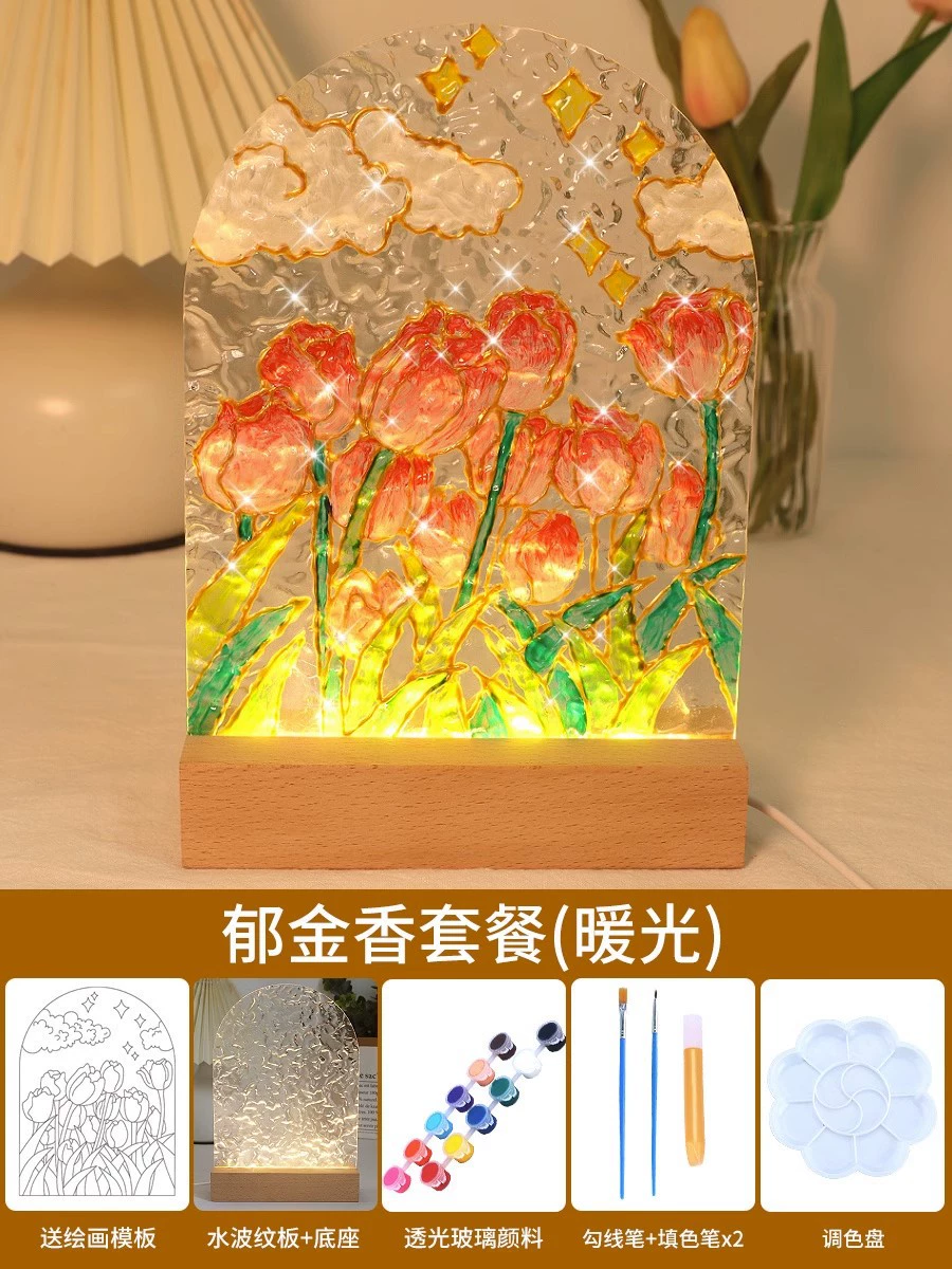 Подсветка ночника из стекла, креативная LED-ночная лампа, моно- или трехцветная, размер 12.5×3.75×16.67 см