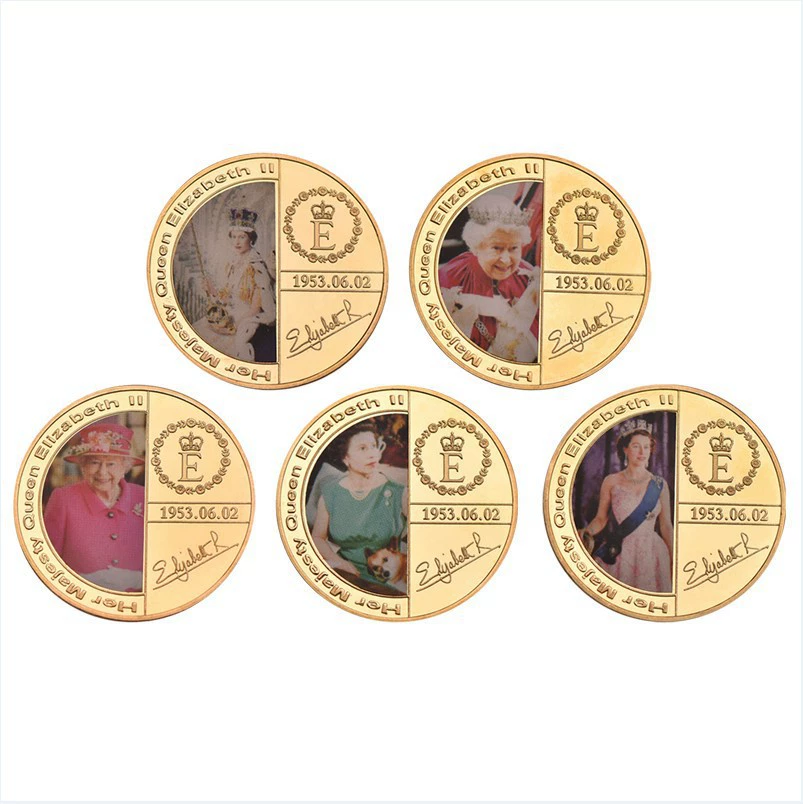 Spot Foreign Trade British Elizabeth Queen Memorial Coin Collection Gift Electroplating Memorial Metal Crafts