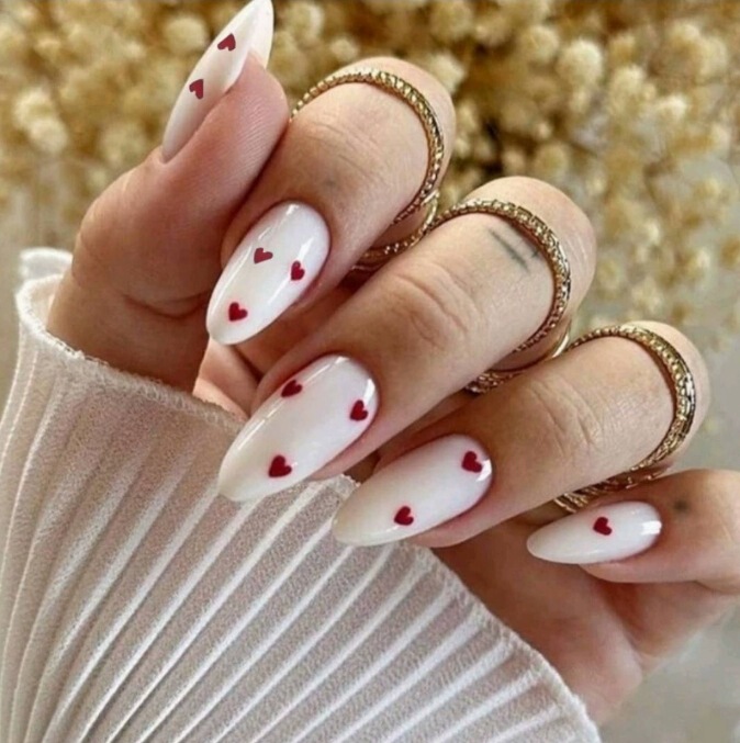 24 pieces of white with red wine love nail art Valentine's Day small girls wear a red love fake nails wholesale 24 pieces of white with red wine love nail art Valentine's Day small girls wear a red love fake nails wholesale