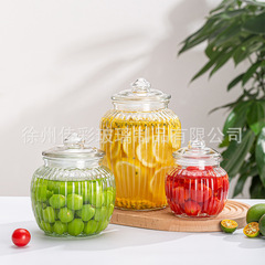 厚いガラスの密封の貯蔵の缶の大きいサイズの台所の雑穀の透明な蓋がついています。
