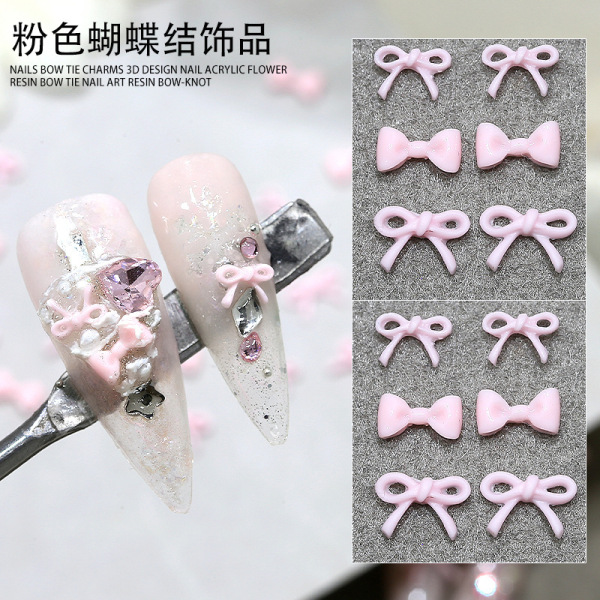 fuchsia small nail decoration with bow