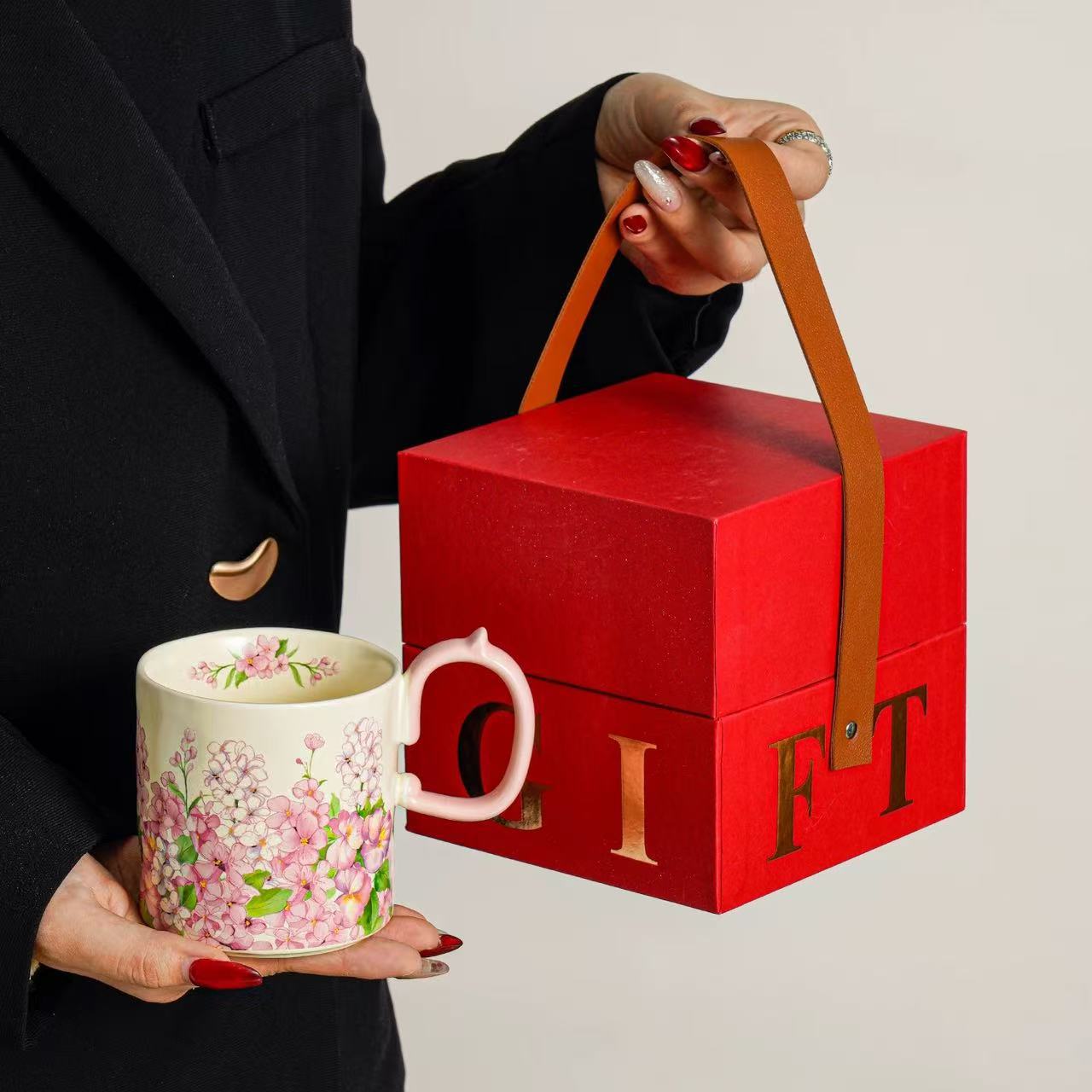 Jardín de brocade tazas de cerámica de alta calidad tazas de agua domésticas de oficina de niñas tazas de café de flores de té exquisitas