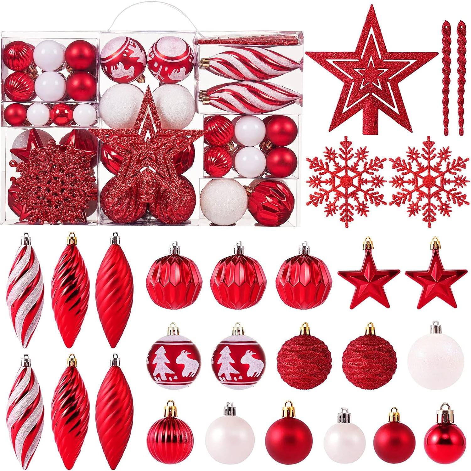 Árbol de Navidad decorado estrella de nieve de hielo 100 paquetes pintados bolos de Navidad colgante caja de mano