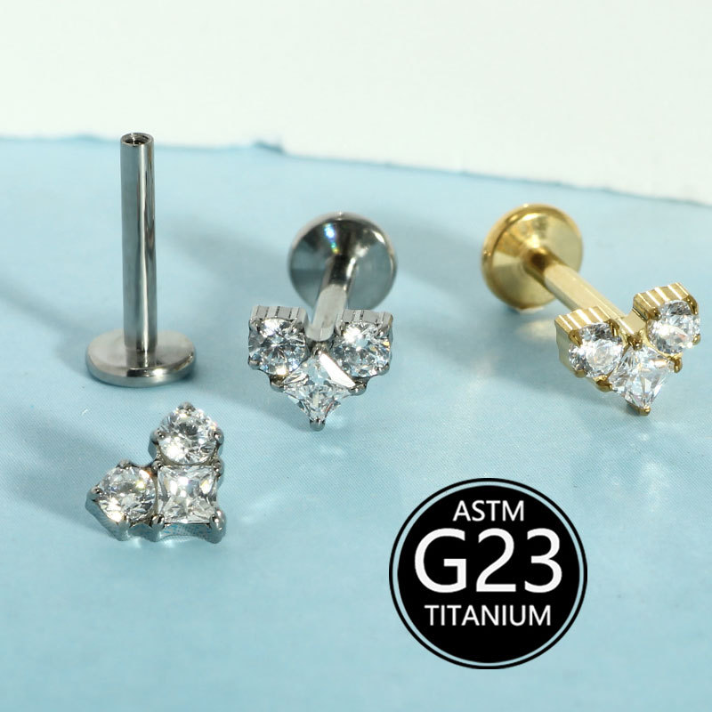 16G labret stud size and finish detail