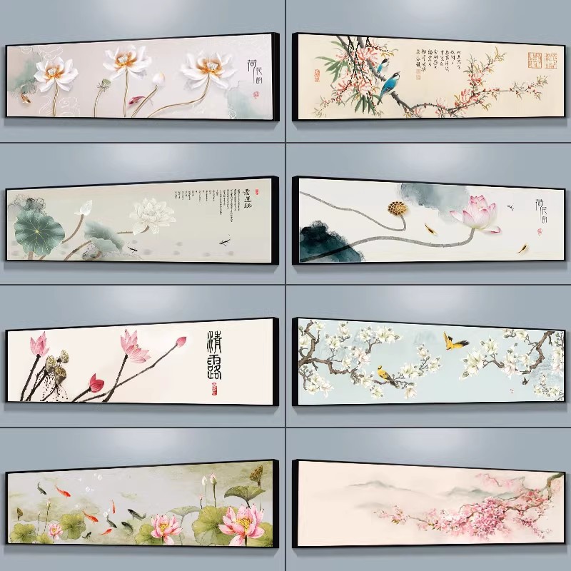 Lotus New Chinese Style Bedroom Decorative Painting Bedside Hanging Painting Tea Room Master Bedroom Living Room Zen Sofa Room Zen Style