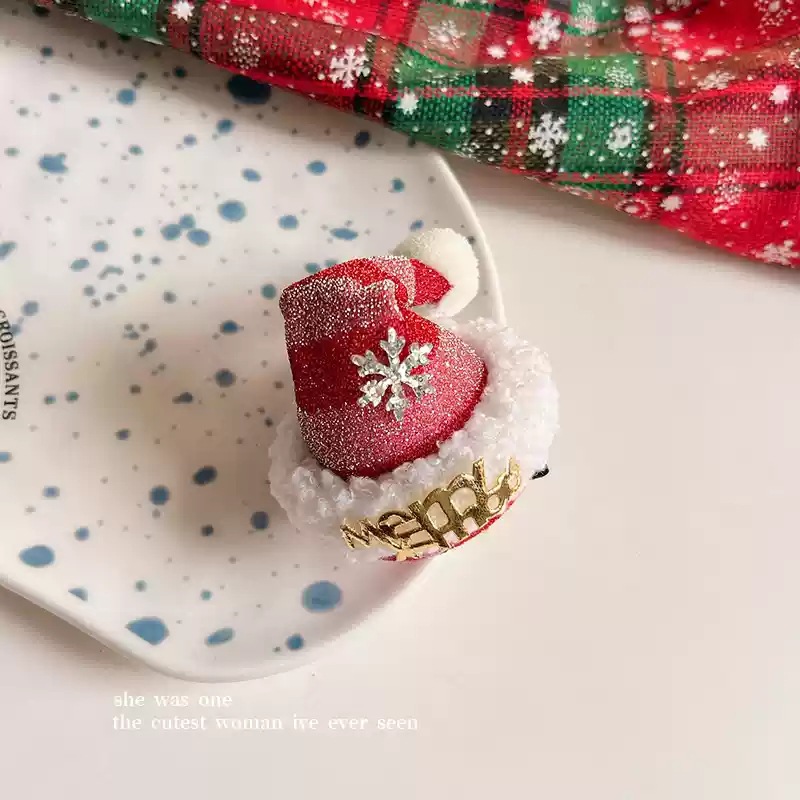 Cabeza de Navidad Duffy oso sombrero cuadrado aro de cabello dibujos animados rojos al por mayor vestido de Navidad peluche cabello Bundle