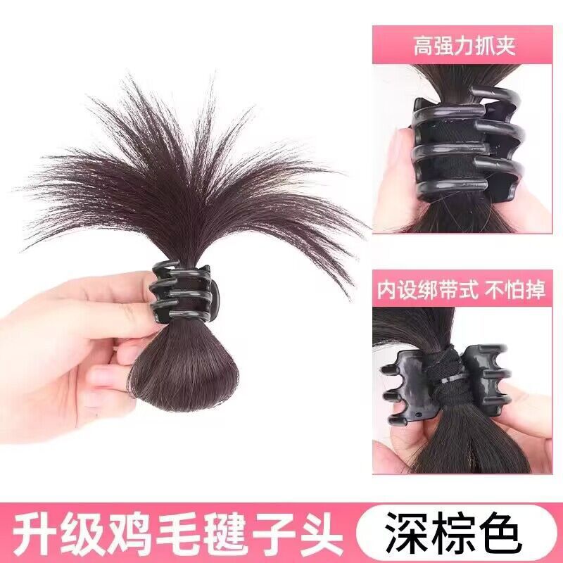 Medio-atado pollo pluma volante cabeza accesorios pelo peluca pinza perezoso natural pollo nido bola cabeza pollo pluma plumero peluca bolsa de pelo