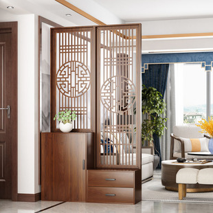 New Chinese-style Screen Partition Entrance Cabinet Room Cabinet Shoe Cabinet Entrance Door Wooden Decorative Cabinet Double-sided Simple