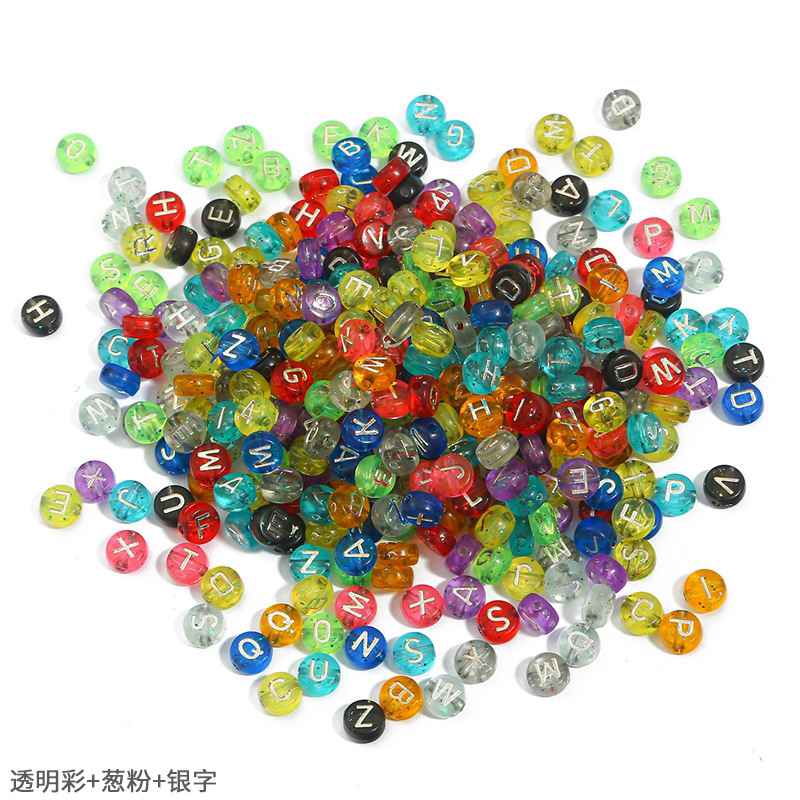 透明アクリル文字ビーズ手作りdiy自作ビーズネックレスキーホルダーアクセサリーブレスレット編み|undefined