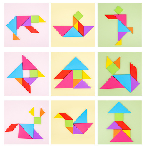 Cross-border children's early education parent-child interactive toys wooden fun tangram teaching aids development intellectual puzzle puzzles